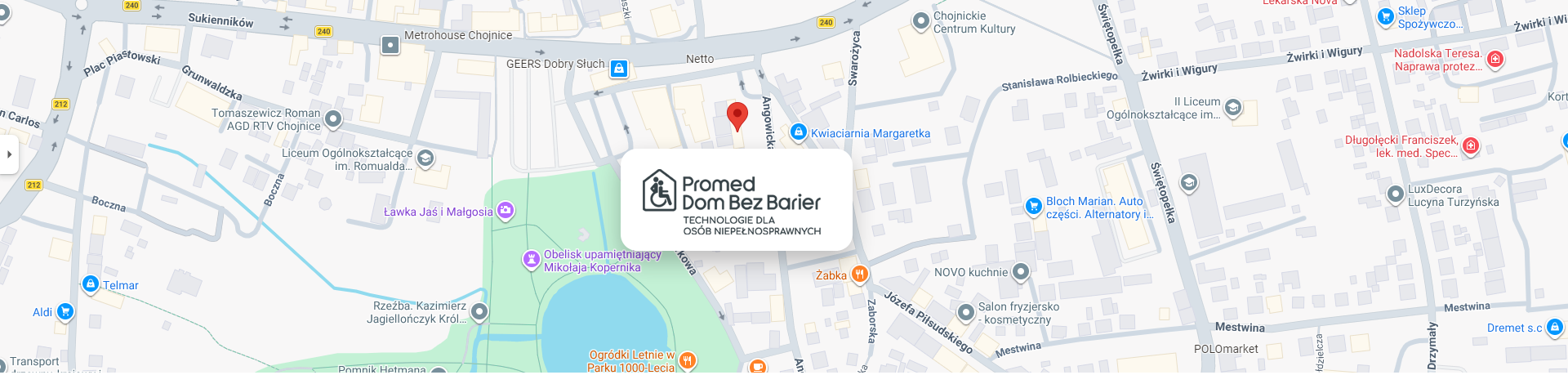 Mapa dojazdu do Promed Dom Bez Barier w Chojnicach